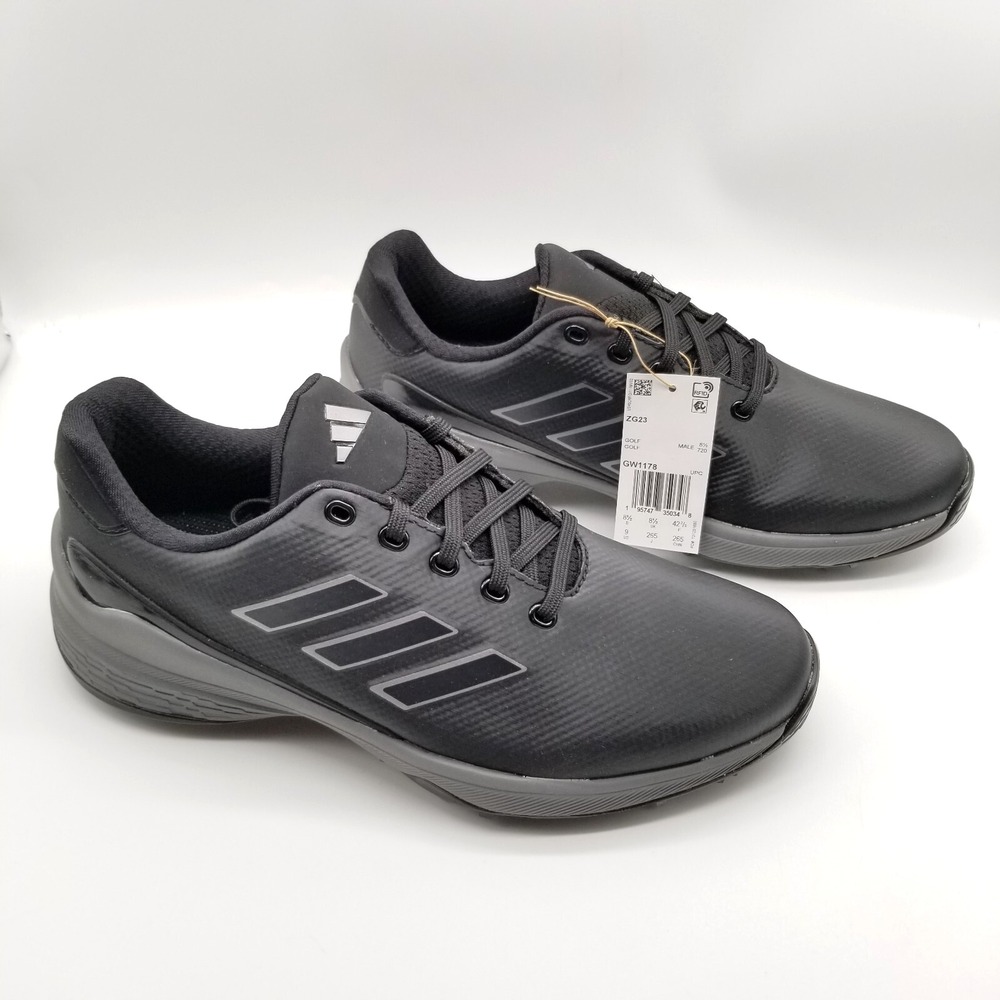 adidas Men ZG23 Golf Shoes Core Black/Dark Silver Metallic Sz 9.5 Wide Sneakers